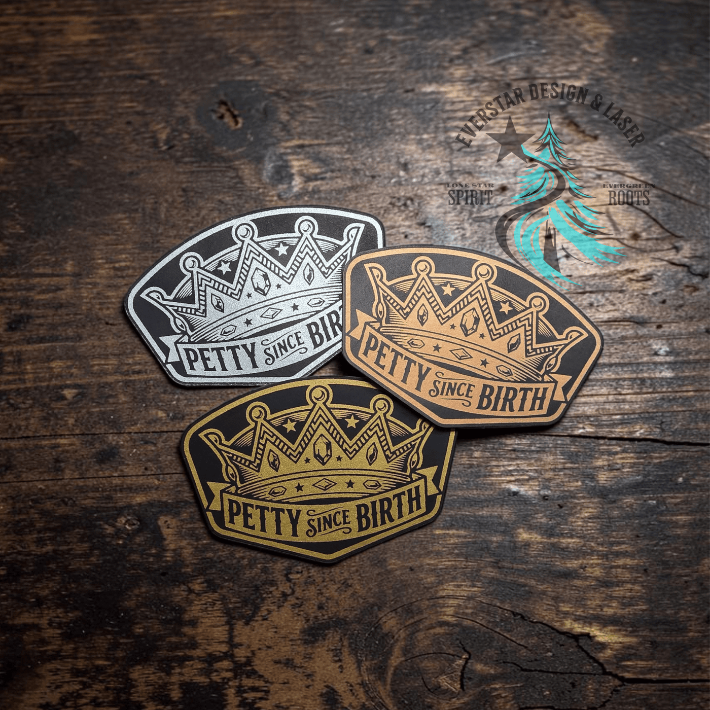 Petty Since Birth Shimmer Silver, Gold or Copper Leather Patch - Hat Patch Supply