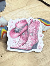 Alternate view of the pink cowgirl boots and hat patch