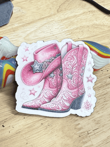 Pink Cowgirl Boots & Hat UV Patch - Hat Patch Supply