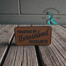 Powered by Unresolved Issues Leather Patch - Hat Patch Supply