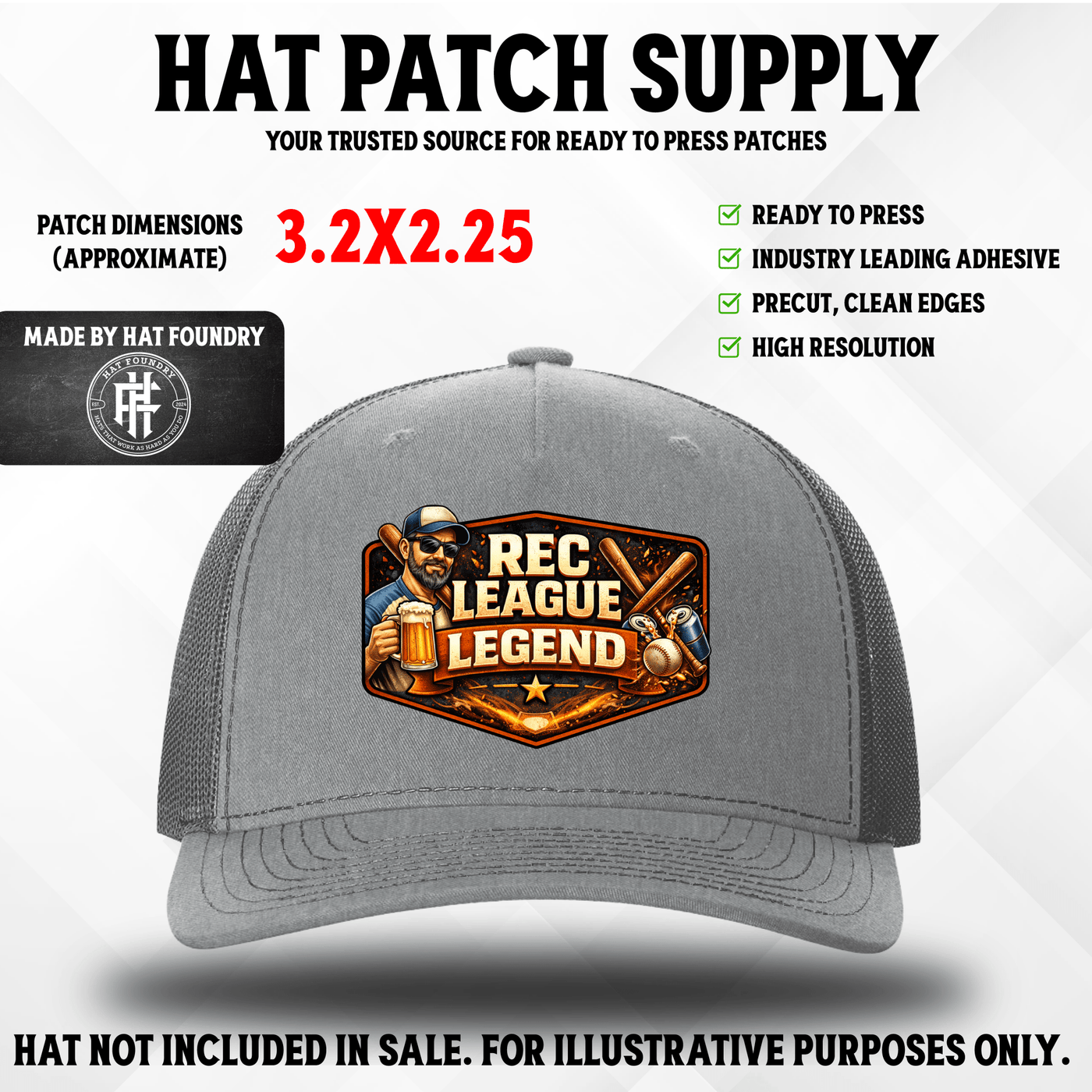 Rec League Legend Hat Patch - Hat Patch Supply