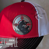 Close-up of the layered edges on the Redline Hunter stainless acrylic patch