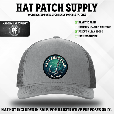Salt Runs Deep UV Printed Fishing Hat Patch - Hat Patch Supply