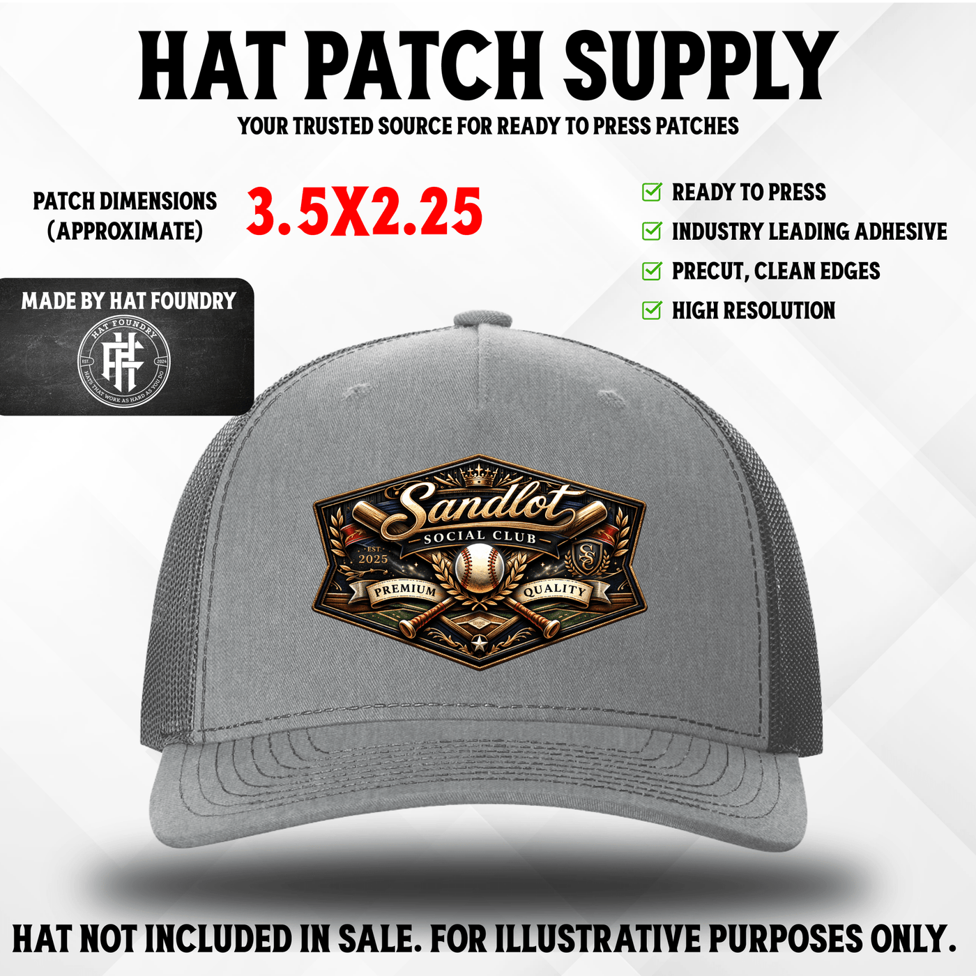 Sandlot Social Club Baseball UV Hat Patch - Hat Patch Supply