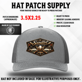 UV printed hat patch with a Sandlot Social Club vintage baseball design