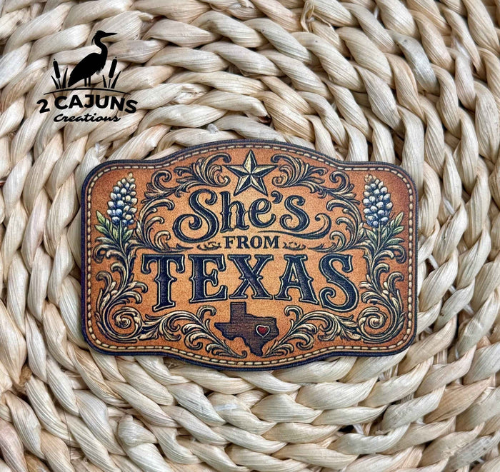 She's From Texas UV Printed Hat Patch