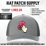 UV printed novelty hat patch featuring the shocker hand sign design
