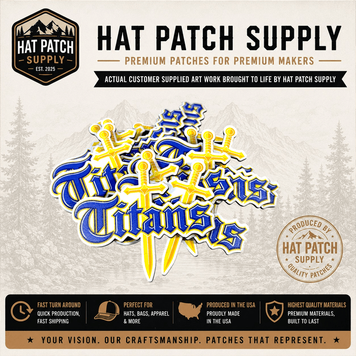 Assorted signature raised UV printed hat patches