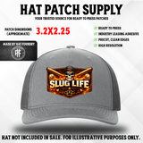 Slug Life baseball humor UV printed hat patch with a slugger design