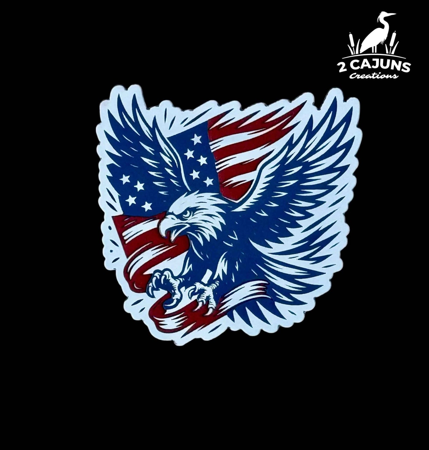 Soaring Eagle on American Flag Red White and Blue Acrylic Hat Patch - Hat Patch Supply