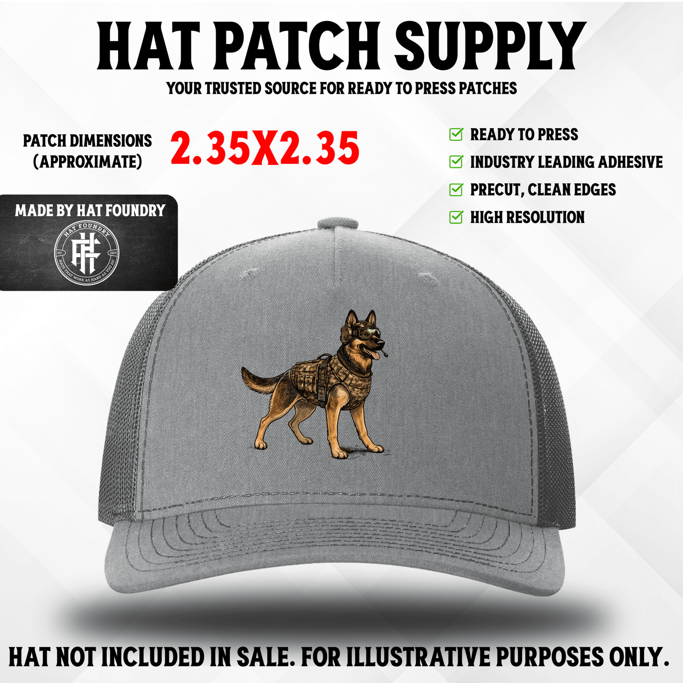 Tactical German Shepherd UV Hat Patch - Hat Patch Supply