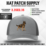 UV printed hat patch featuring a German shepherd in tactical gear