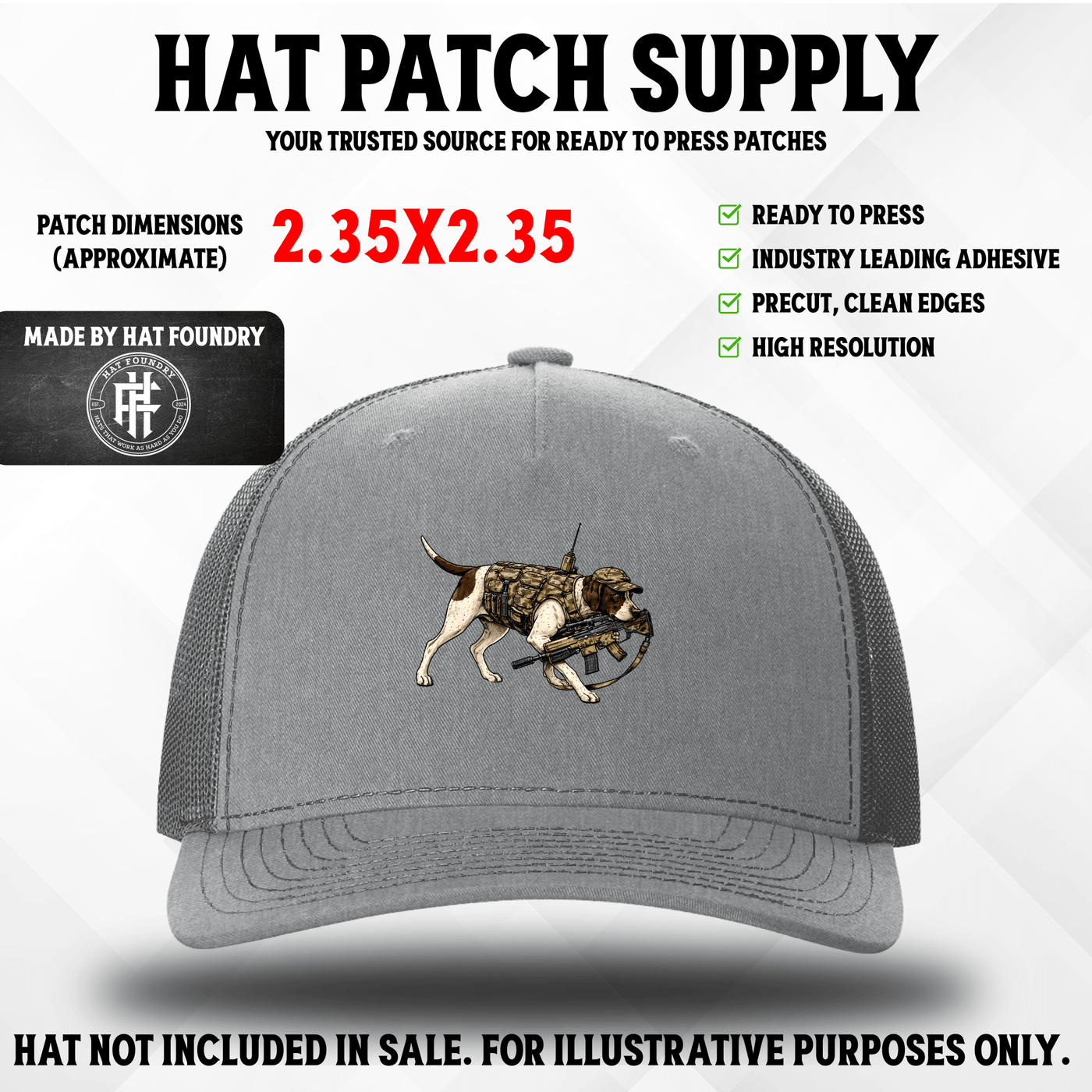 Tactical Pointer Dog UV Printed Patch - Hat Patch Supply