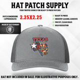 Hat patch featuring a Texas state design with Lone Star styling