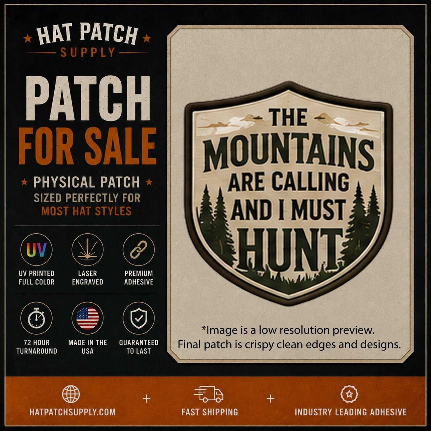 The Mountains Are Calling And I Must Hunt Hat Patch - Hat Patch Supply