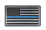 Thin blue line American flag acrylic hat patch with a stainless finish
