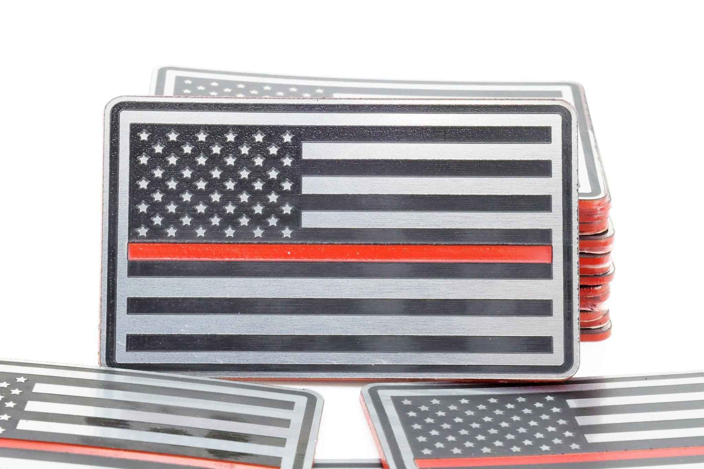 Thin Red Line Acrylic Flag Patch – Stainless/Black/Red - Hat Patch Supply
