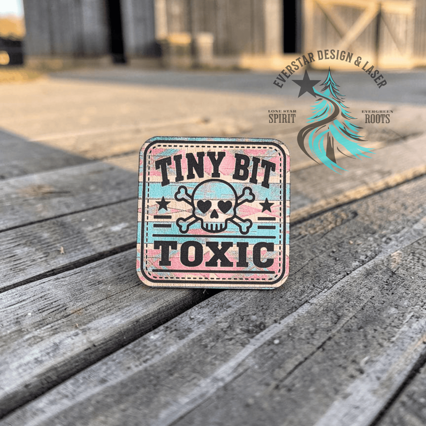 Tiny Bit Toxic Retro Rodeo Leather Patch - Hat Patch Supply