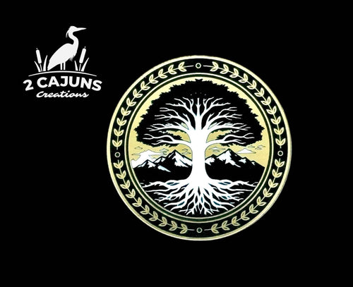 Tree of Life Gold Black White Acrylic Hat Patch