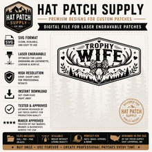 Trophy Husband SVG + Bonus Trophy Wife | Laser Engravable Hat Patch Design | Digital Download - Hat Patch Supply