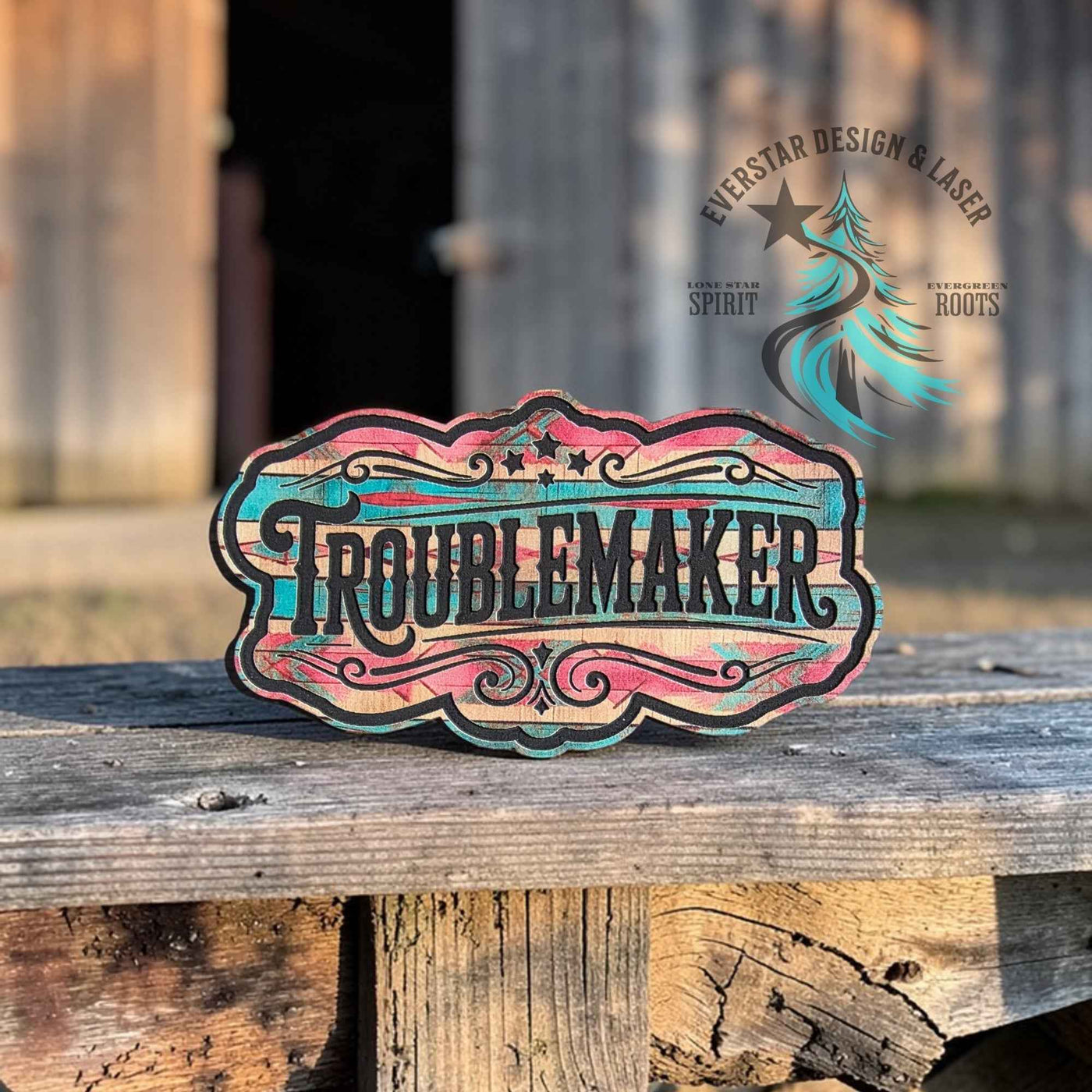 Troublemaker Retro Rodeo Leather Patch - Hat Patch Supply