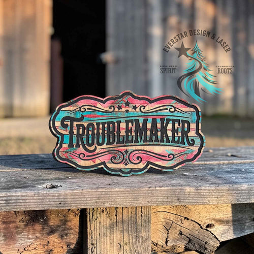 Troublemaker Retro Rodeo Leather Patch - Hat Patch Supply