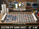 Custom DTF gang sheet ready for heat pressing onto garments