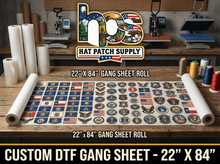 Upload Custom DTF Gang Sheet – 22" Wide - Hat Patch Supply