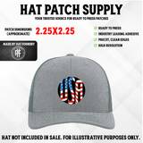Hat patch celebrating the USA 250th anniversary with patriotic flag styling