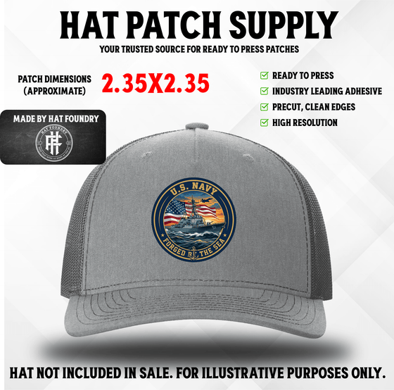 UV printed hat patch with a USA Navy military emblem design