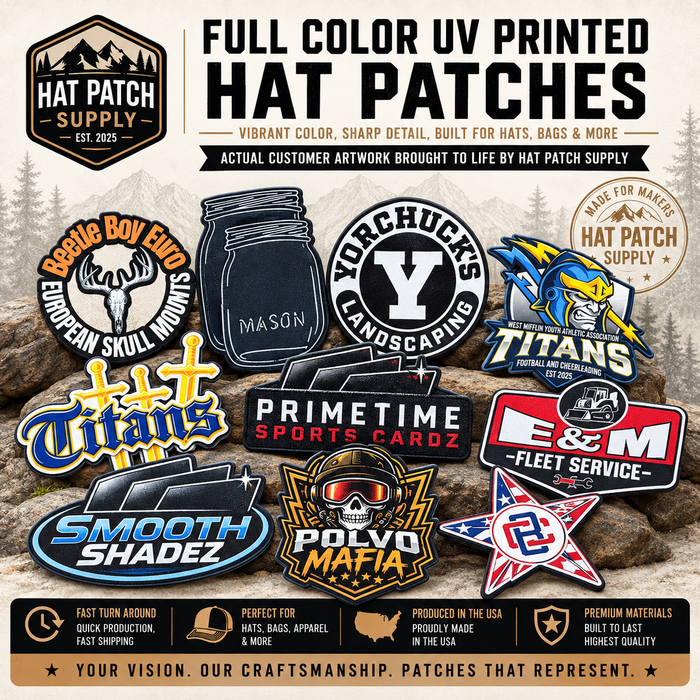 Custom UV Hat Patches | Full Color UV Printed Hat Patches