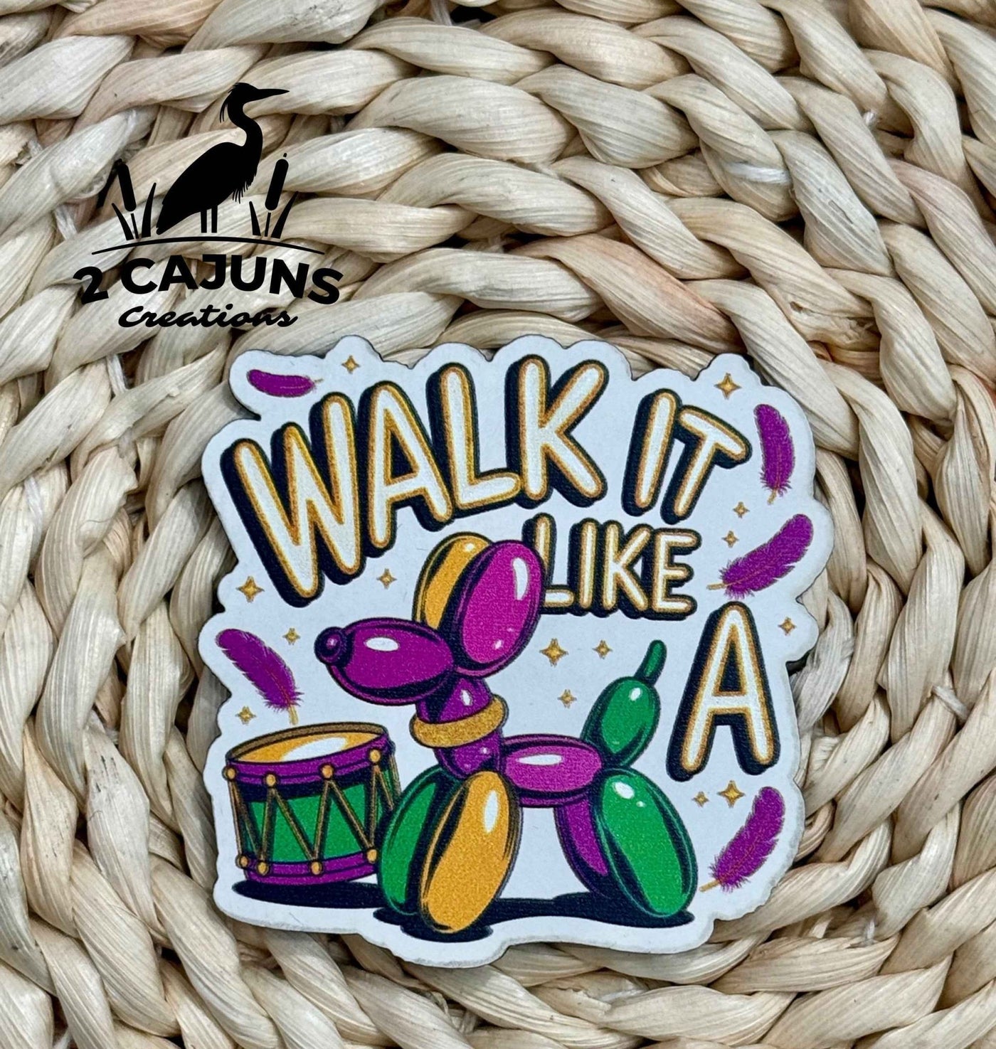 Walk it Like a Dog Mardi Gras UV Printed Hat Patch - Hat Patch Supply