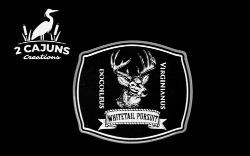 WhiteTail Pursuit Latin Stainless Black White Acrylic Hat Patch - Hat Patch Supply