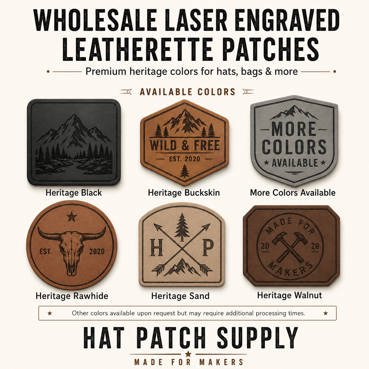Wholesale Laser Engraved Leatherette Patch - Hat Patch Supply