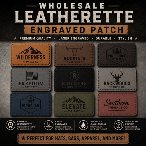 Wholesale Laser Engraved Leatherette Patch - Hat Patch Supply