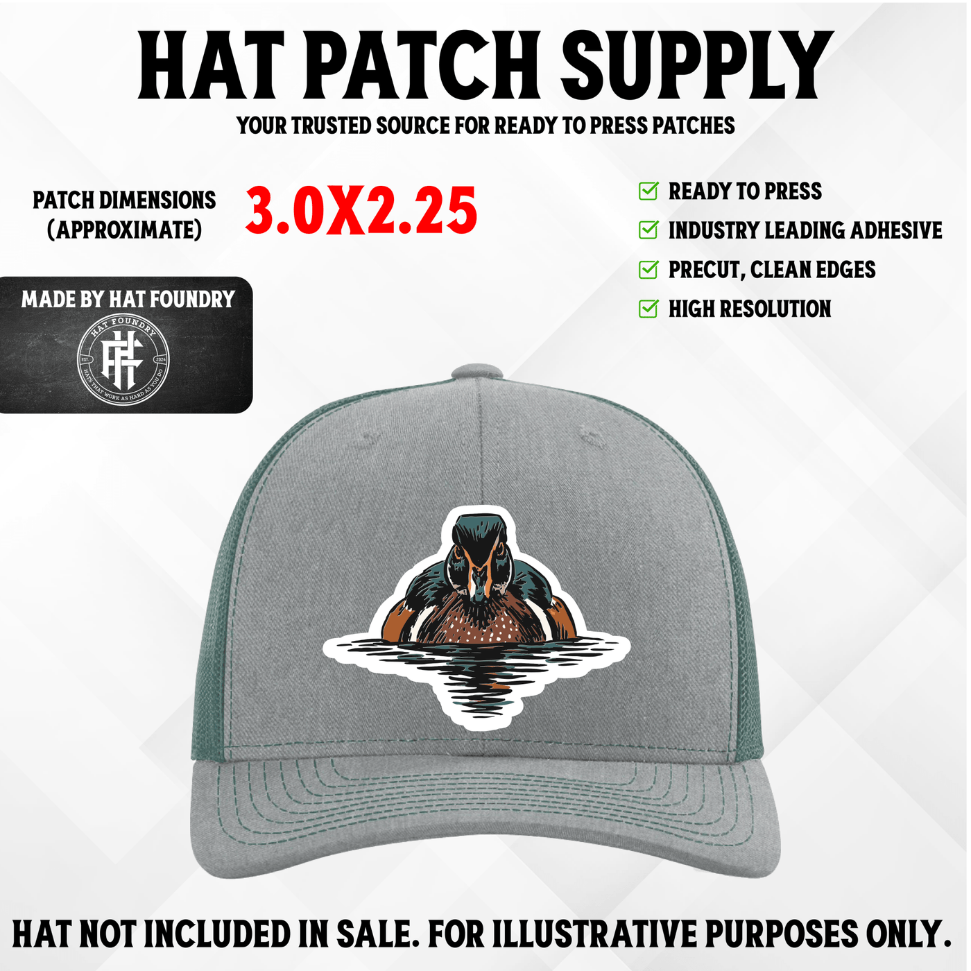 Wood Duck Reflection UV Printed Hat Patch - Hat Patch Supply