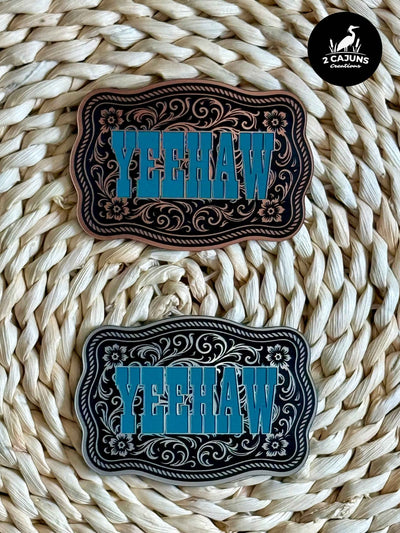 YeeHaw Scroll Design Acrylic Laser Engraved Hat Patch - Hat Patch Supply